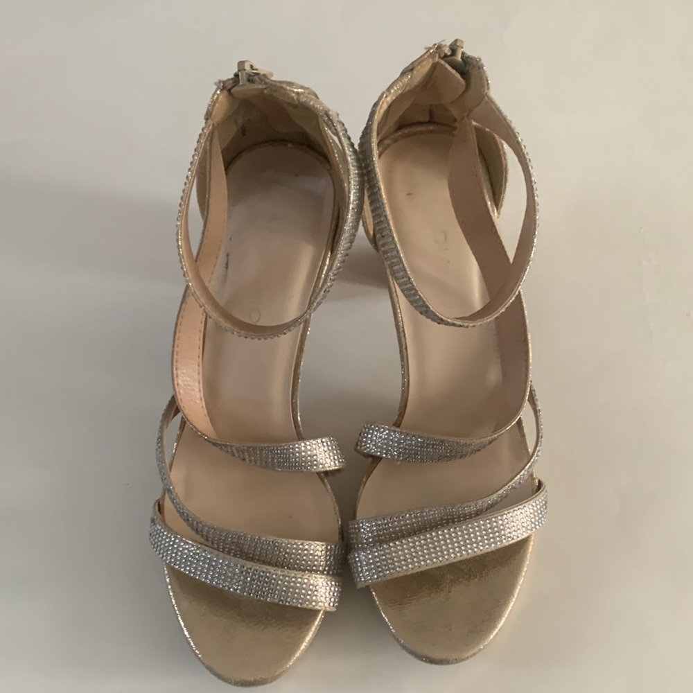 Sparkling Metallic Gold Strappy Heeled Sandals
